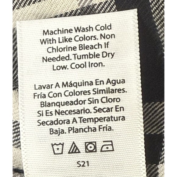 Free Assembly Plaid Cotton Button Down Shirt 3X Black Cream Flannel Fall Core - Picture 6 of 10